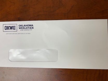 Envelopes - Regular w/windows #10, White OKWU logo -500/box