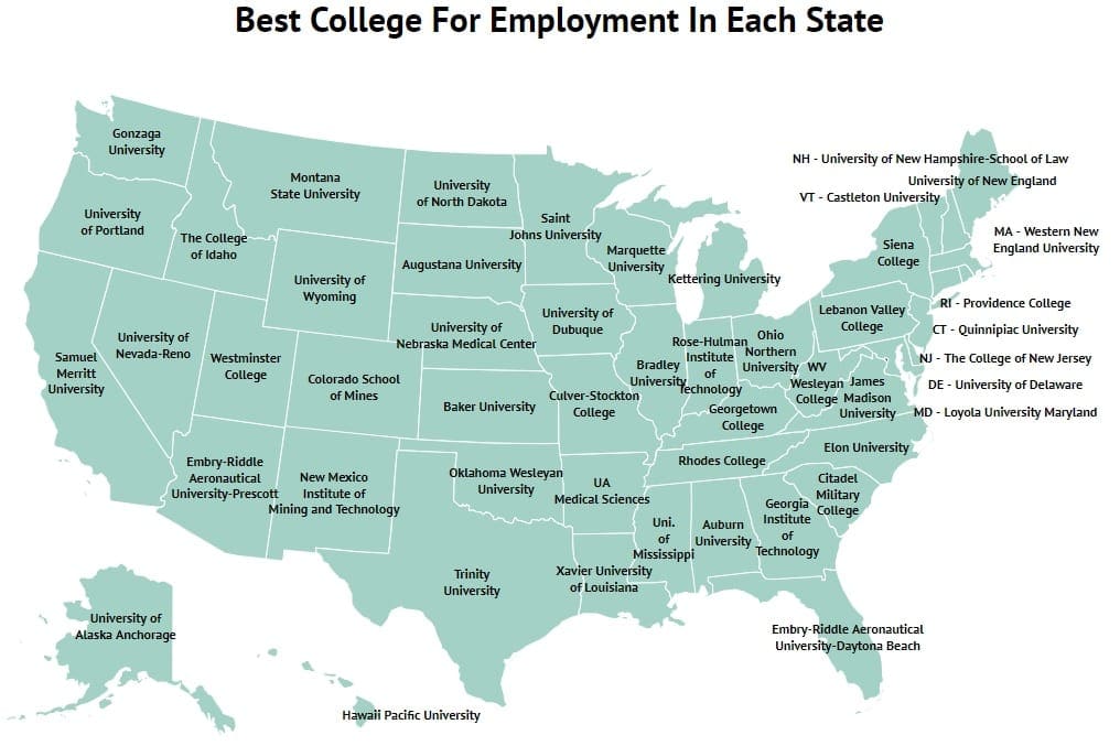 best college for employement usa map