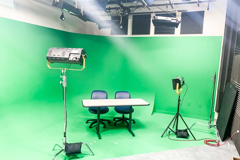 green screen studio in the keating center