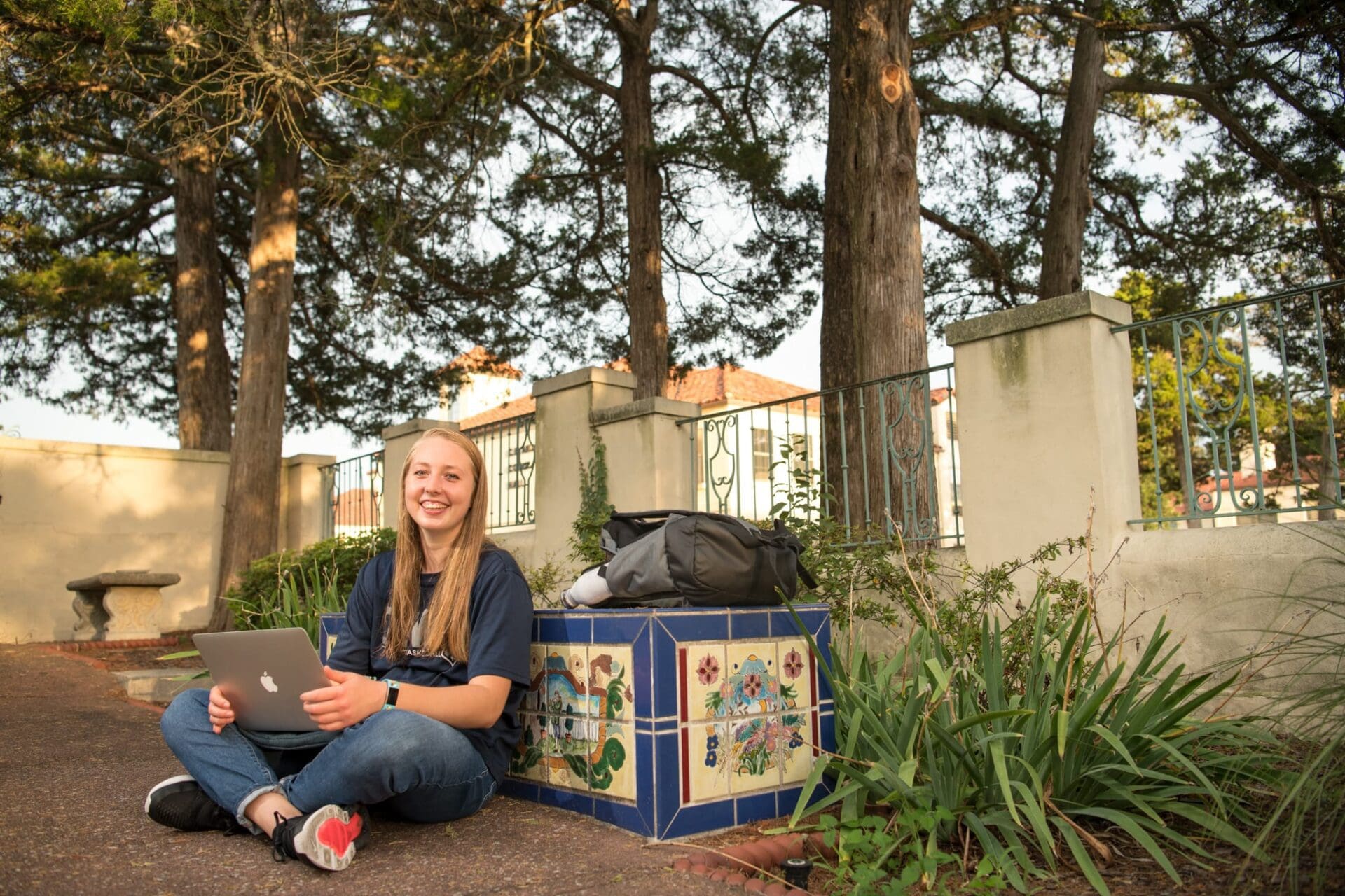 Student on a laptop at Oklahoma Wesleyan University