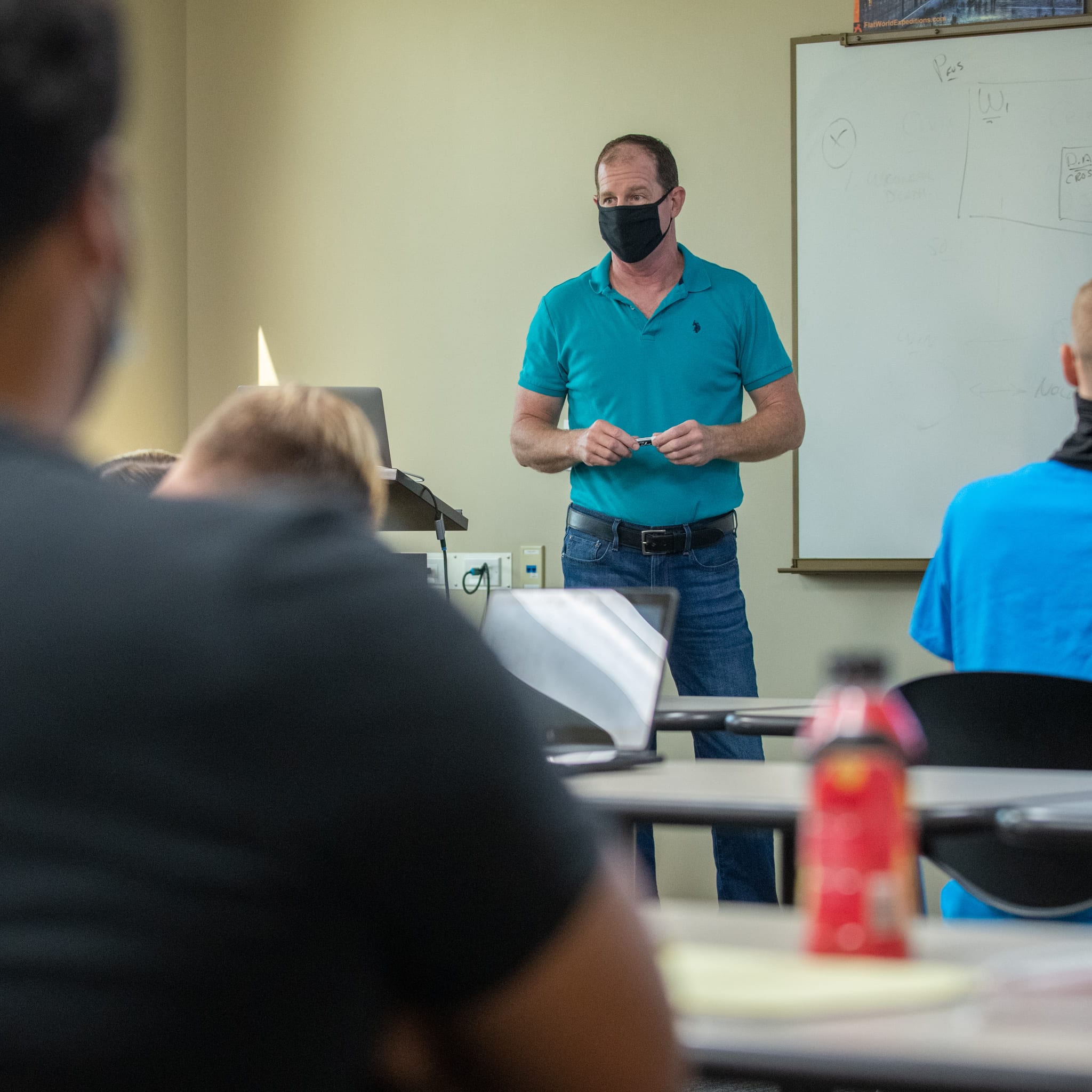 2020photoshoot-29 professor Eric Peterson teaching a Criminal Justice class - square