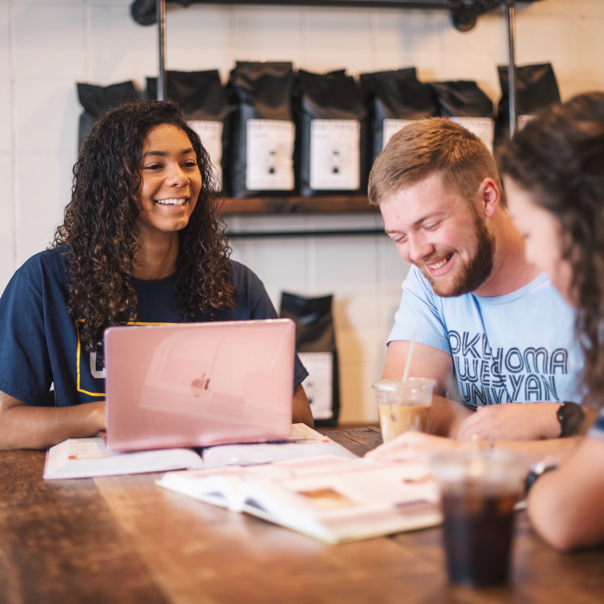 Students studying at a coffee shop