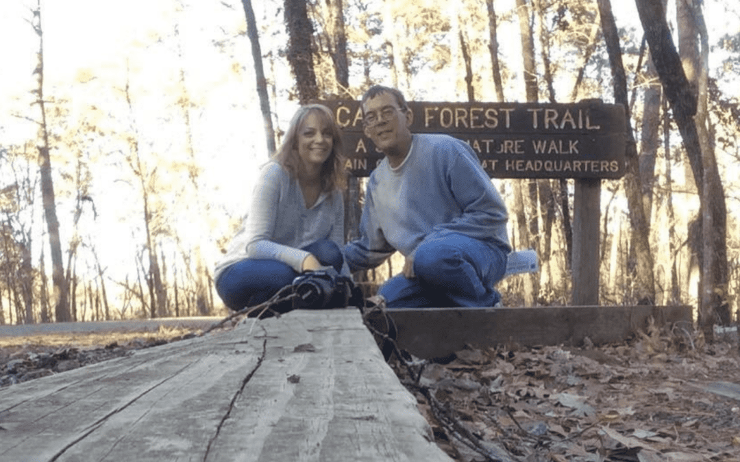 Couple on forest path