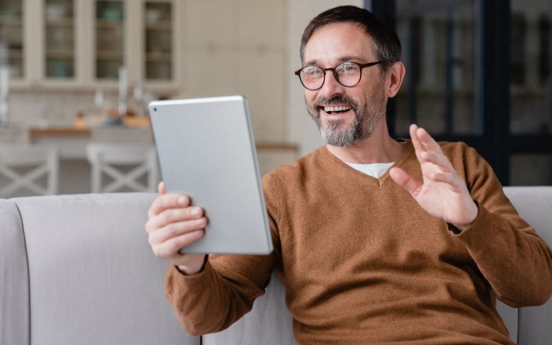 man with tablet