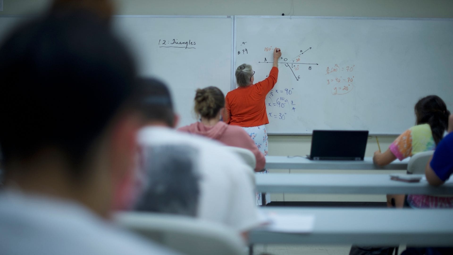 Professor lecturing in classroom