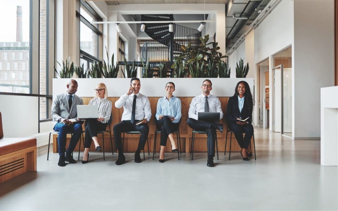 diverse businesspeople waiting for interview