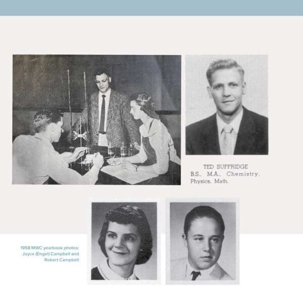 1958 MWC yearbook photos of Joyce (Engel) Campbell and Robert Campbell