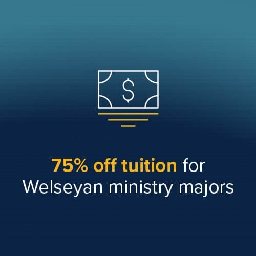 75% off tuition for Wesleyan ministry majors