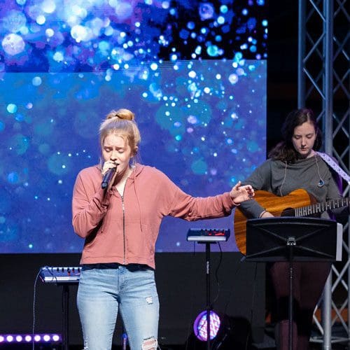 Musicians performing in Chapel at OKWU