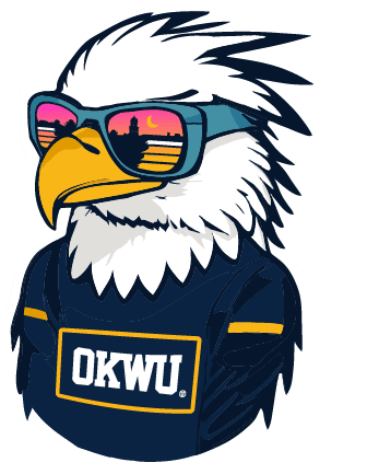cartoon of OKWU eagle wearing sunglasses