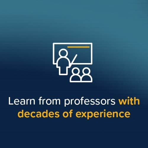 Learn from professors with decades of experience Learn from professors with decades of experience