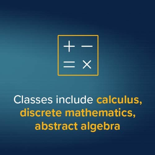 Classes include calculus, discrete mathematics, and abstract algebra