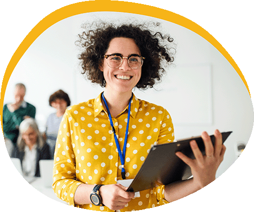 educator-smiling-shape young man smiling